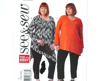 Women's Tunic, Easy See & Sew Butterick Sewing Pattern B6367, Sizes 18W to 32W