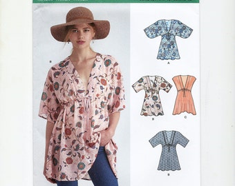 Misses, Womens Top Tunic New Look Sewing Pattern 6575, Sizes 6 to 24, Bust 30 1/2 to 46, Factory Folded, Uncut, Dated 2018