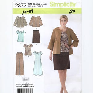 Misses/Women&#39;s Jacket, Dress, Top, Skirt, Pants Simplicity S2372 Sewing Pattern, Sizes 10 to 18, Uncut