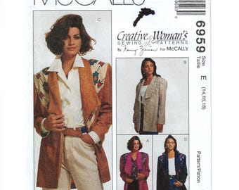 Misses Unlined Jackets Sewing Pattern, Nancy Zieman McCall's 6959: Sizes 14 to 18