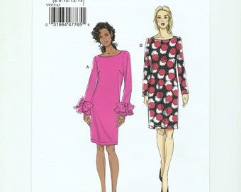 Vogue Dress Very Easy Sewing Pattern, Vogue V9325, Sizes 6 to 14, Bust 30 1/2 to 36 inches, Factory Folded, UNCUT