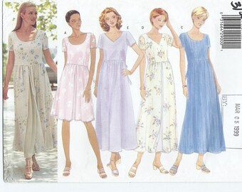 Misses Dress Sewing Pattern Easy Butterick 5927, Loose Fitting Pullover, Sizes 8-10-12, Bust 31 1/2 to 34, Factory Folded, Dated 1998