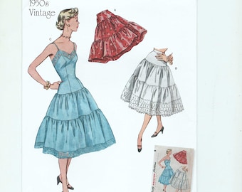 1950s Petticoat & Slip Sewing Pattern: Simplicity 8456, Misses Sizes 4-12