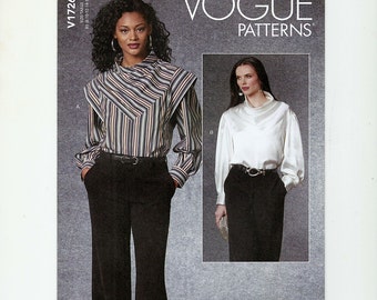 Vogue Misses Top Sewing Pattern, Vogue V1726, Sizes 8 to 16, Bust 31 1/2 to 38 inches, Factory Folded, Uncut