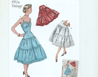 Misses Petticoat and Slip Sewing Pattern, Simplicity 8456, New Print 50's Pattern, Factory Folded, Uncut, Sizes 4-12, Bust 29 to 34 inches