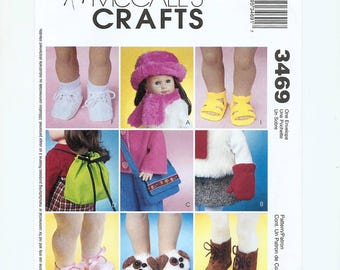 18" Doll Accessories, McCall's Sewing Pattern 3469, Uncut Pattern, Dated 2001
