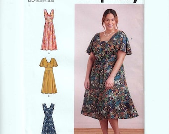 Misses/Women's Dress Easy Sewing Pattern, Simplicity S9325, Sizes 20W to 28W