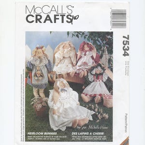 Heirloom Bunnies Sewing Pattern, McCall&#39;s 7534, Bunnies and Clothes, Factory Folded, Dated 1995