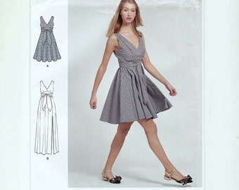 Misses Wrap Dress in 2 Lengths, Cynthia Rowley Design, Simplicity S8916 Sewing Pattern, Sizes 4-12, Bust 29 1/2 to 34, Factory Folded, Uncut