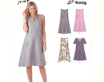 New Look 6340 Dress Sewing Pattern: Easy Flared Skirt, Sizes 8-20