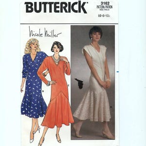 Misses Dress Sewing Pattern, Vintage Butterick 3162, Size 6, 8, 10, Bust 30.5 to 32.5 inches, Uncut