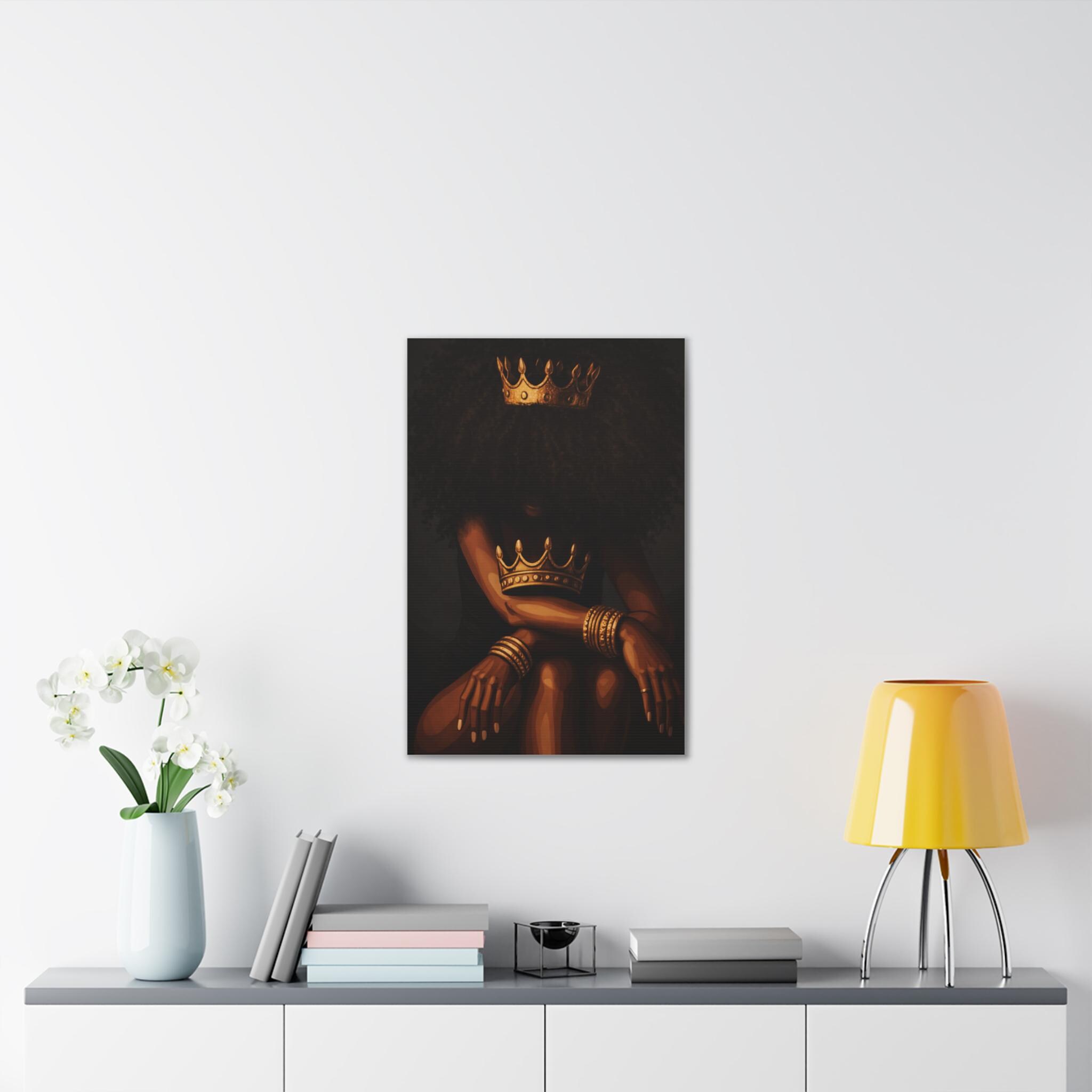 Afro Queen Crown Wall Art | Black Queen Canvas Print | Royal African ...