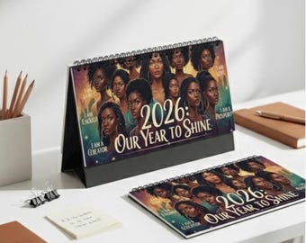 2026 Black Woman Affirmations Desktop Calendar | Monthly Inspirational Art And Quotes | Juneteenth And Black History Month Special Editions