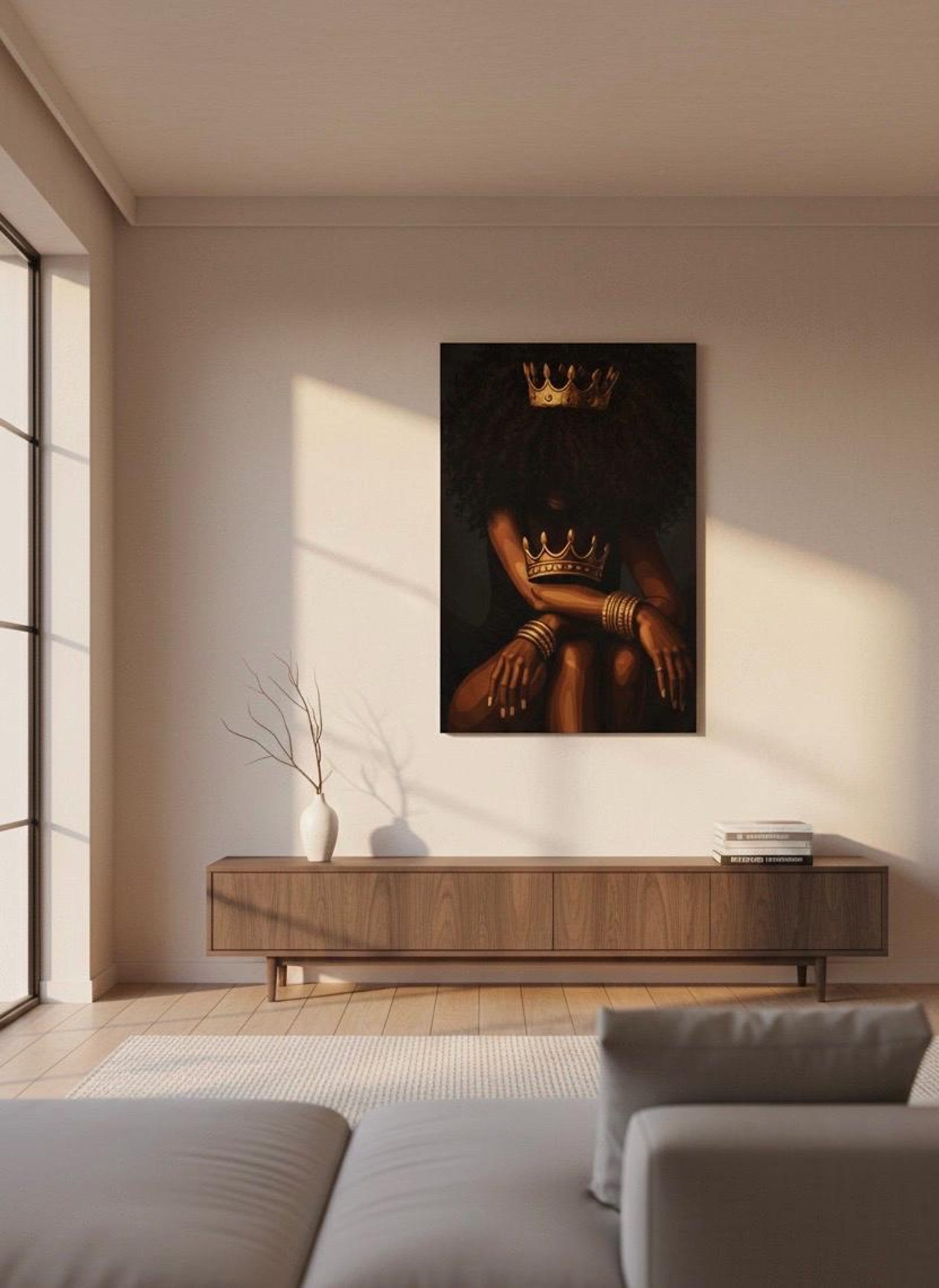 Afro Queen Crown Wall Art | Black Queen Canvas Print | Royal African ...