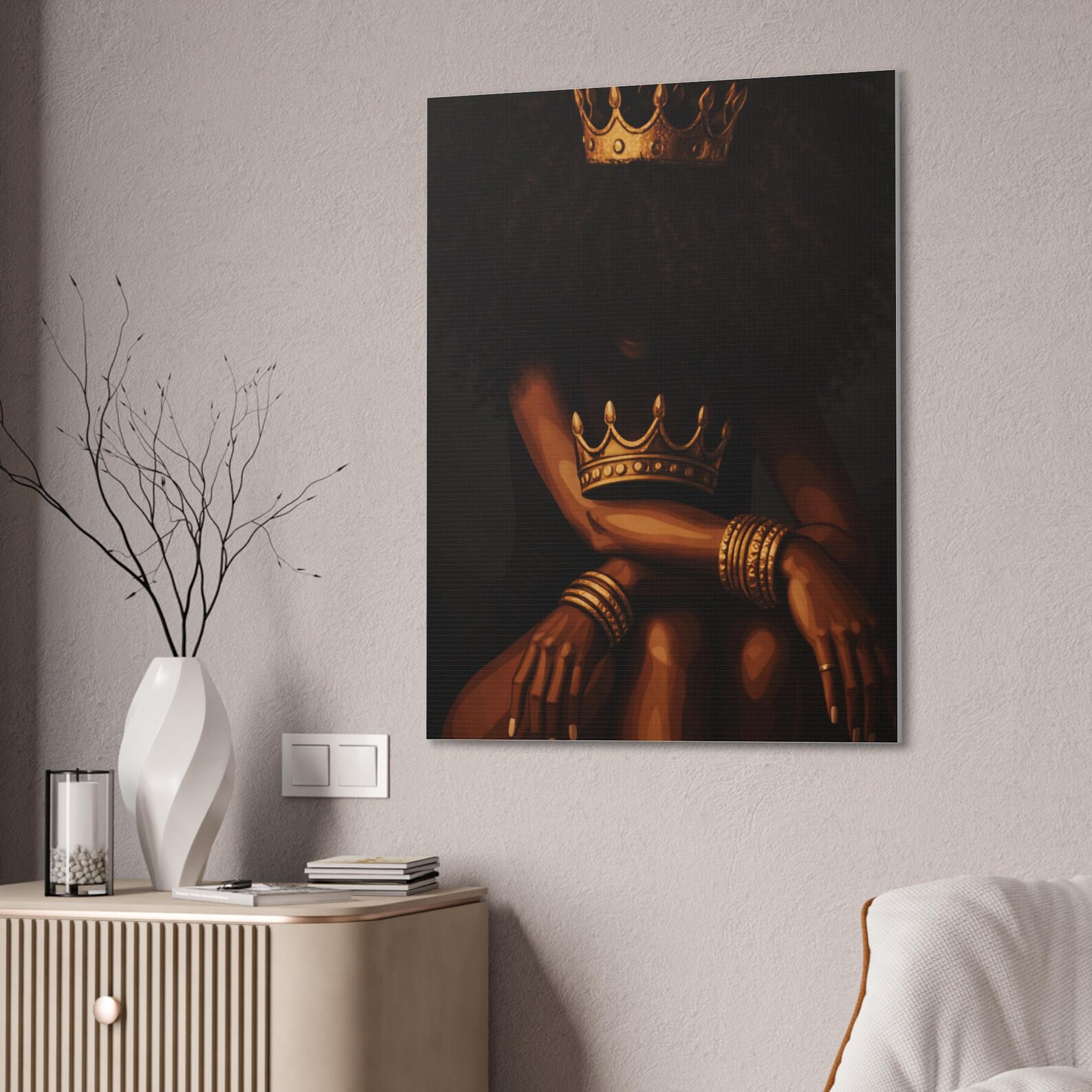 Afro Queen Crown Wall Art | Black Queen Canvas Print | Royal African ...