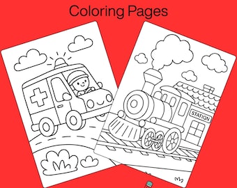50 Dibujos de Vehículos para Colorear para Niños / Actividad de Transporte (Descarga A4)