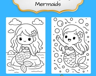 25 Kawaii Mermaid Coloring Pages - Printable A4 (PDF)