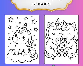 25 Kawaii Unicorn Coloring Pages - Printable A4 (PDF)