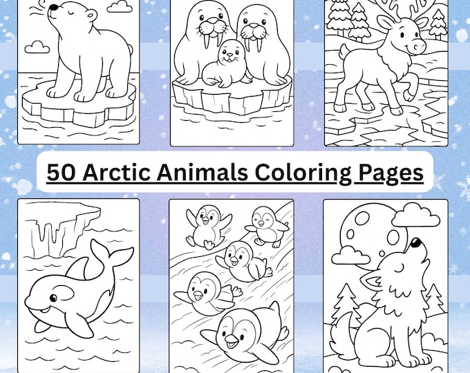 Winter Animals Coloring Pages for Kids - Etsy Canada