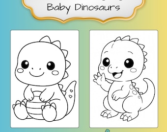 25 Kawaii Baby Dinosaur Coloring Pages - Printable A4 (PDF)