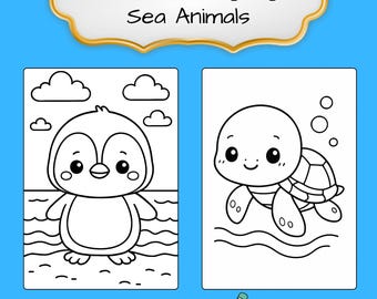 25 Kawaii Sea Animals Coloring Pages - Printable A4 (PDF)