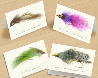 Drunken and Disorderly notecard set, thank you cards, best man gifts, fly fishing notecard set, fly fishing thank you cards, PT0508