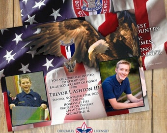 Eagle Scout court of honor invitations, double sided invitations, Court of Honor invitation, BSA invitations, BSA0801