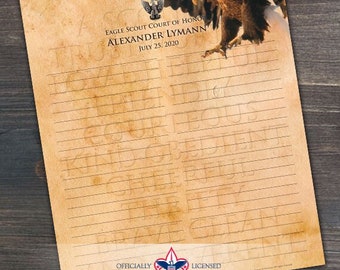 Sign-In Sheet, Eagle Scout Court of Honor, Customized, Court of Honor, BSA, BSA0205