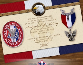 Eagle Scout court of honor invitations, single sided invitation, Court of Honor invitation, Scouting America invitation, BSA0401