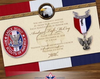 Eagle Scout court of honor invitations, single sided invitation, Court of Honor invitation, BSA0401