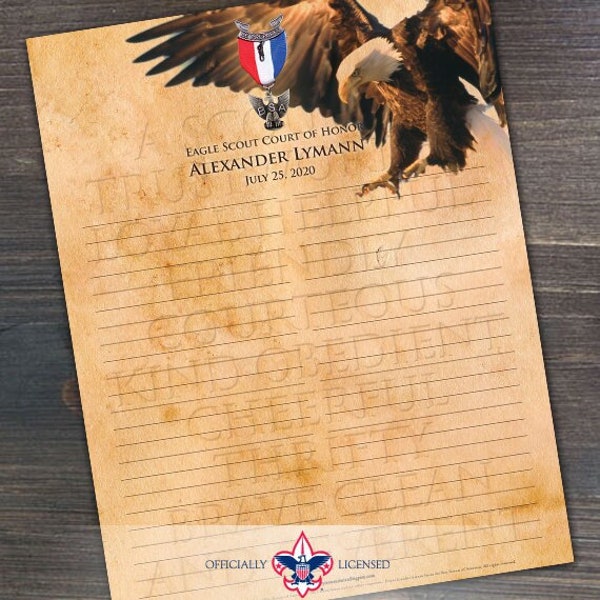 Sign-In Sheet, Eagle Scout Court of Honor, Customized, Court of Honor, BSA, BSA0205