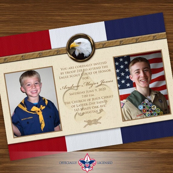 Eagle Scout court of honor invitations, single sided invitation, Court of Honor invitation, BSA0401