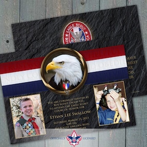 Eagle Scout Court of Honor invitation, double sided invitation, BSA invitation, BSA0301 image 1