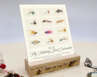 2024 desk calendar, fly fishing desk calendar, dry fly calendar, nymph calendar, Paul Twitchell fly fishing calendar, desk calendar