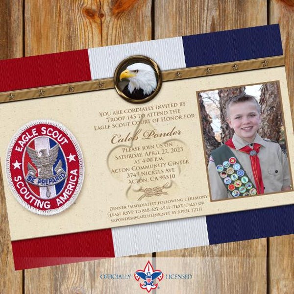 Integrity Eagle Scout court of honor invitations, double sided invitation, Court of Honor invitation, Scouting America invitation, BSA0401