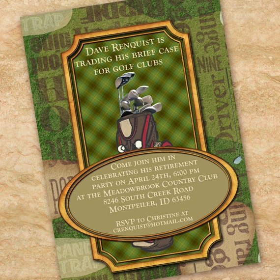 retirement party, golf invitation, birthday invitation, retirement invitation, fore party, golfing birthday, golfing retirement, IN143