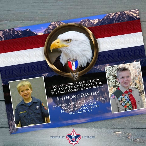 Eagle Scout Court of Honor invitations, single sided invitation, Boy Scouts of America, BSA Grand Tetons, BSA0601