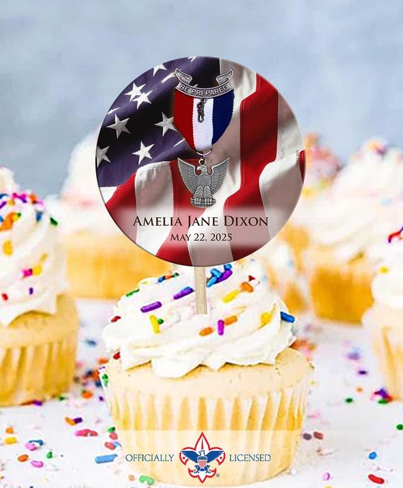 Citizenship Eagle Scout Flag cupcake toppers, Court of Honor, custom cupcake toppers, BSA0814A