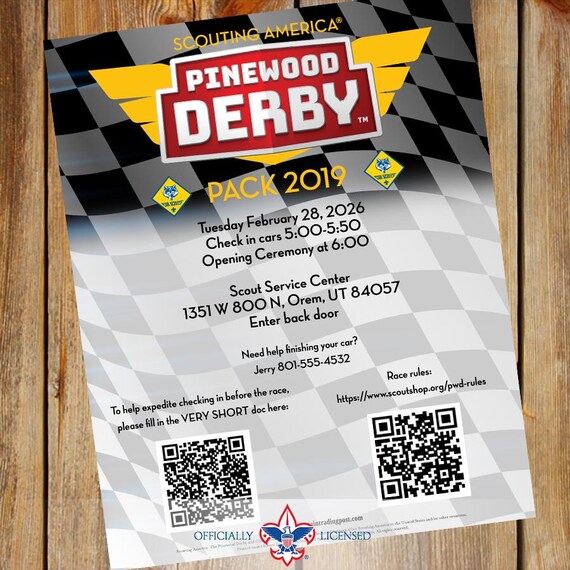 Pinewood Derby Fliers to match banner, BSA2119