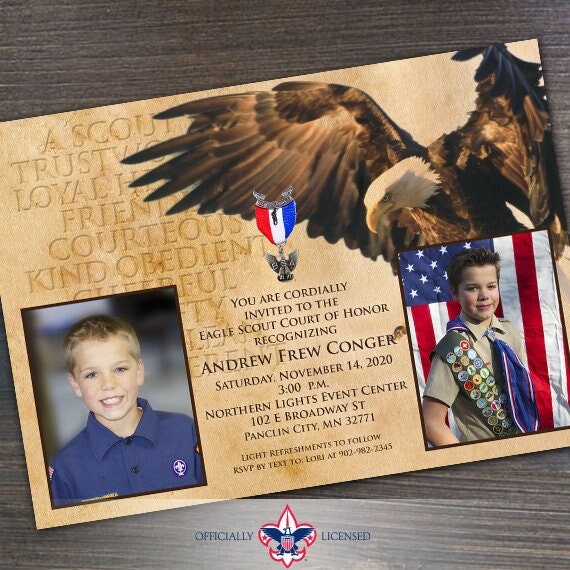 Eagle Scout court of honor invitation, single sided invitation, Boy Scouts of America invitation, Court of Honor, BSA0201