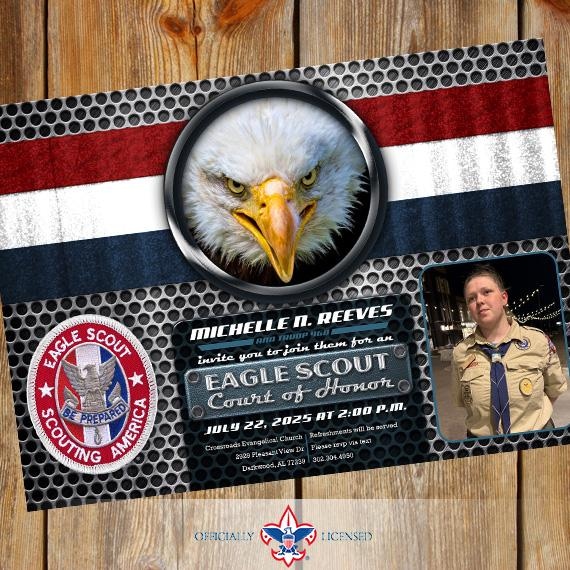 Eagle Scout court of honor invitations, double sided invitations, Court of Honor invitation, Scouting America invitations, BSA1001