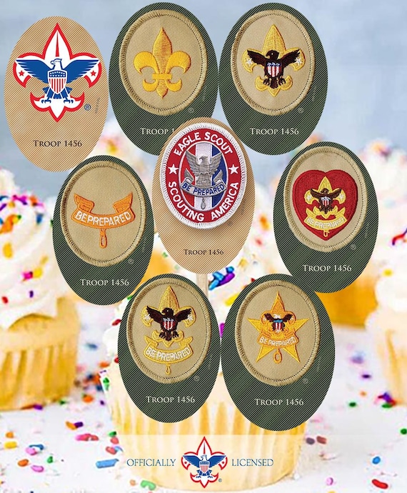 Scout Ranks cupcake toppers, custom cupcake toppers, BSA3714