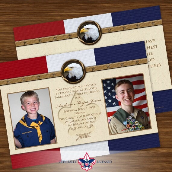 Eagle Scout court of honor invitations, double sided invitation, Court of Honor invitation, BSA0401