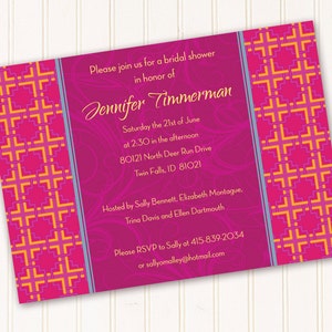 bridal shower invitations, fuchsia bridal shower invitations, hot pink bridal shower invitations, bachelorette party invitations, IN190