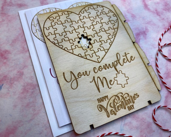 Wood Card, Laser Engraved Card, Valentines Day Card, I Love You