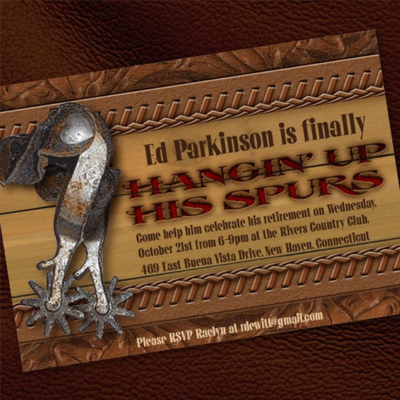 retirement party invitations, retirement party ideas, wild west retirement party, cowboy retirement, cowboy birthday party invitations