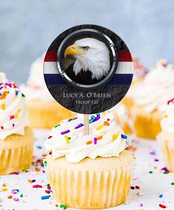 Perseverance Eagle cupcake toppers, Court of Honor, custom cupcake toppers, BSA0514B