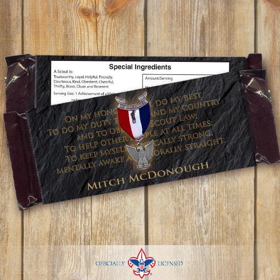 Eagle Scout candy bar wrappers, Eagle Scout Court of Honor, Hersheys chocolate bar wrappers, Court of Honor, BSA0104