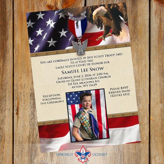 Citizenship Eagle Scout court of honor invitation, single sided, Scouting America invitation BSA0801B