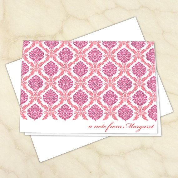 personalized notecards, fuchsia thank you cards, hot pink thank you notes, baby girl TY cards, 4.25x6 notecards, teacher appreciation, NC135